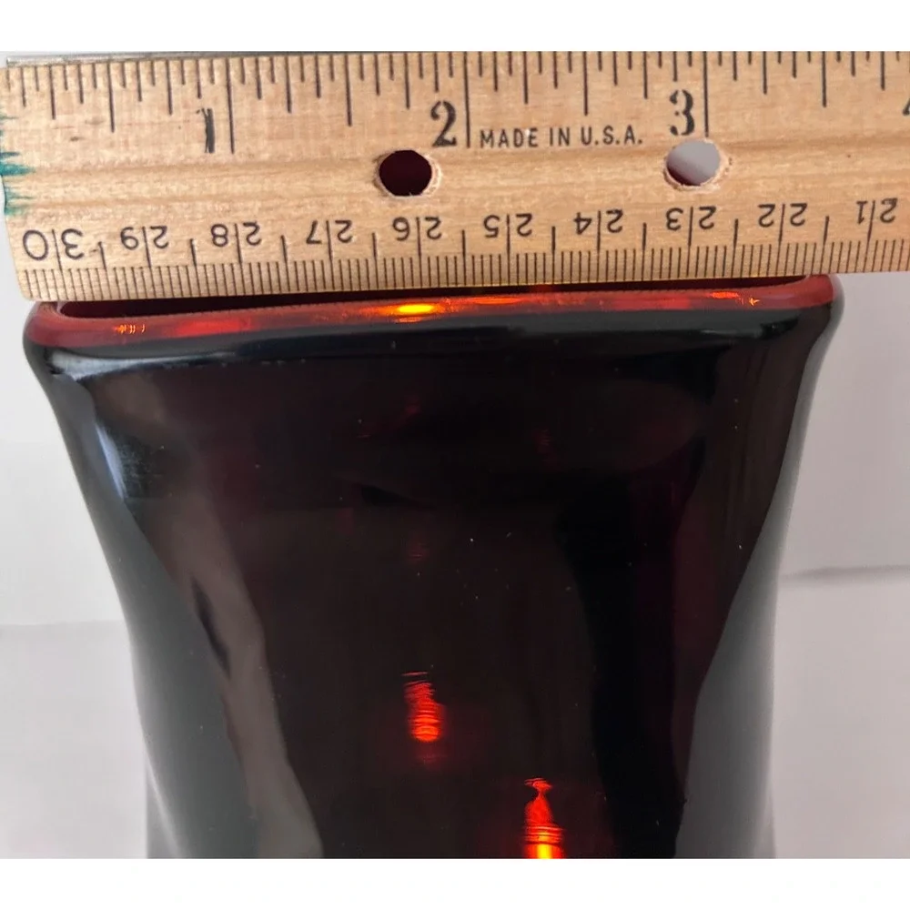 Spooky Oxblood Red Glowing Cut Glass Pumpkin Face Tea Lite Vase Halloween Italy